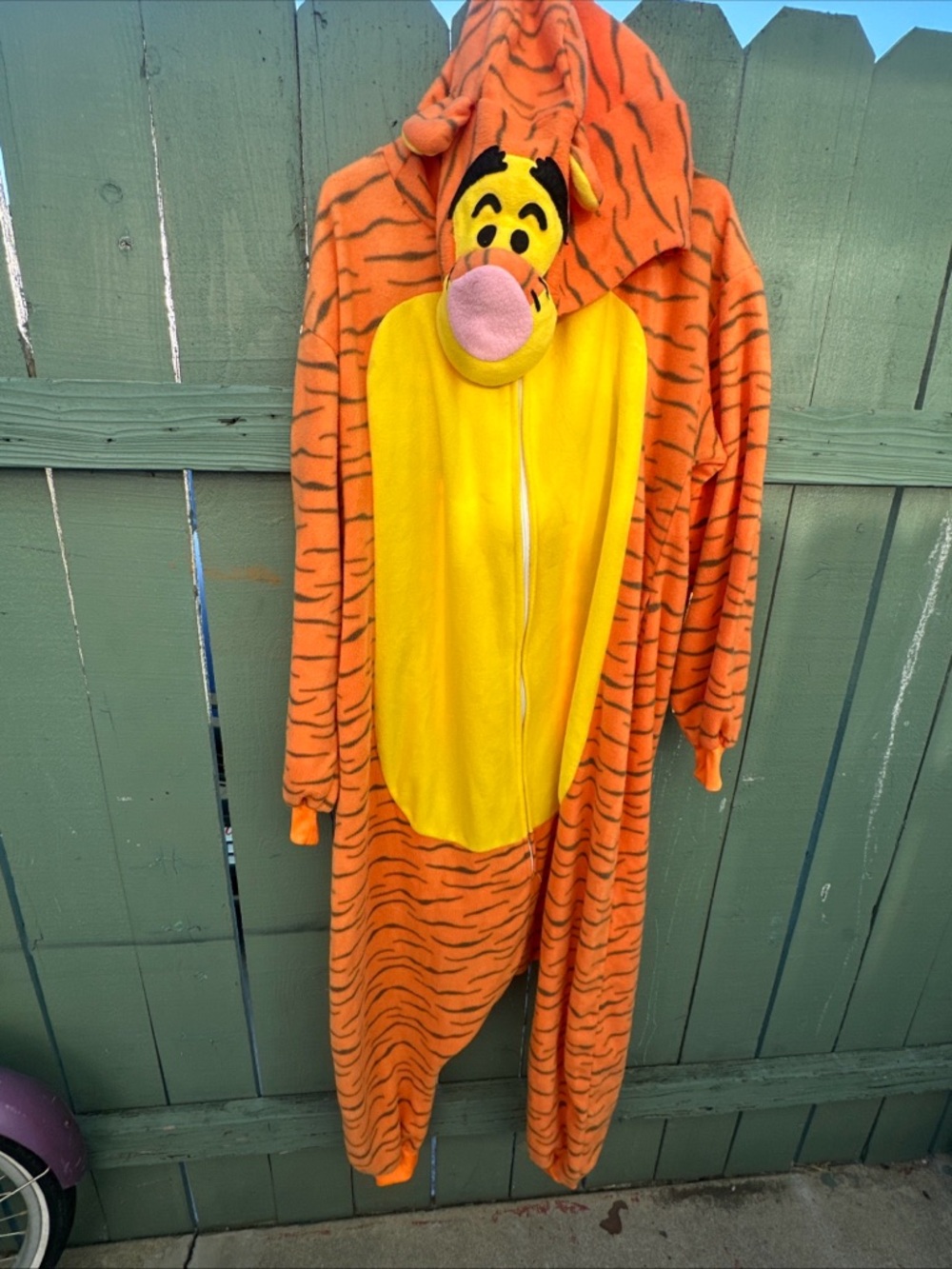 Orange Tigger-Style Onesie with Hood and pockets